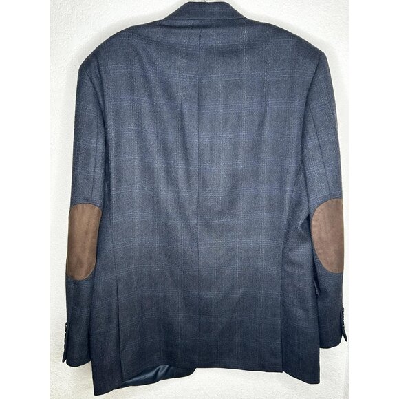 Lauren Ralph Lauren Blazer Mens 42R Blue Wool Elbow Patch Sport Coat Notch Lapel - Picture 2 of 13